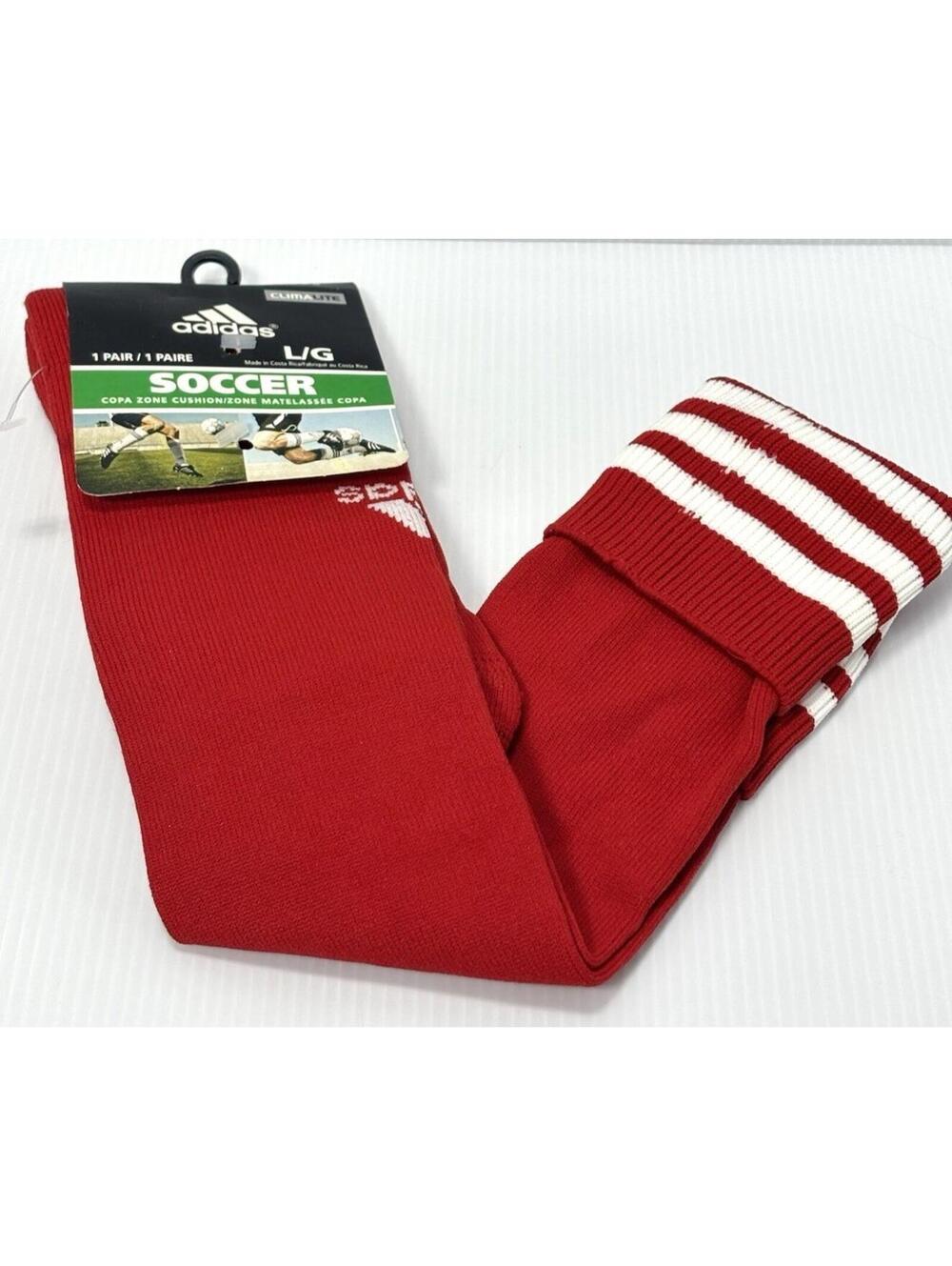 adidas Soccer Socks Over The Calf Cushioned Performance Red White Men’s Size L/G